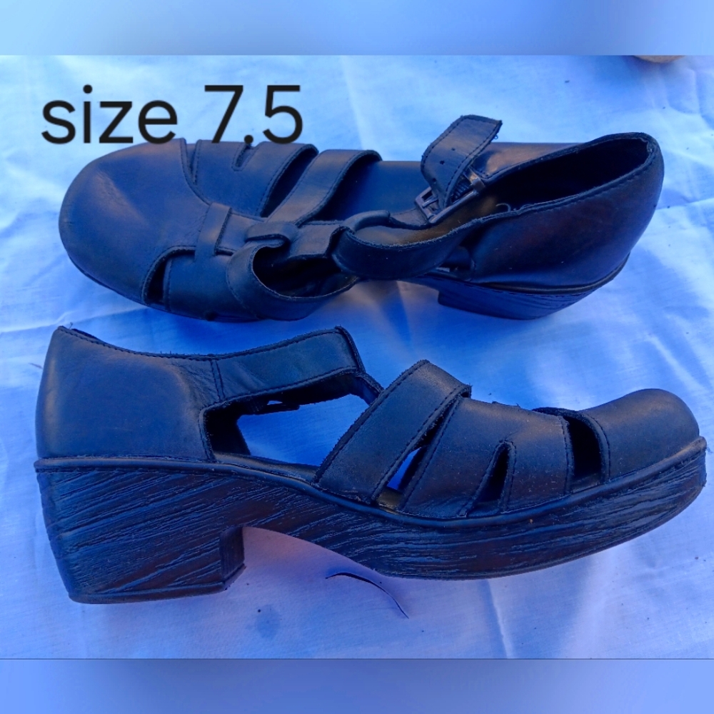 b.o.c. Black Leather Clogs